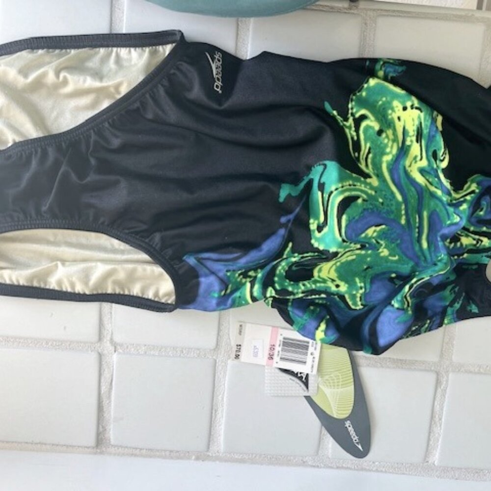 Speedo Swim Team Suit NWT- Black, Green, Blue